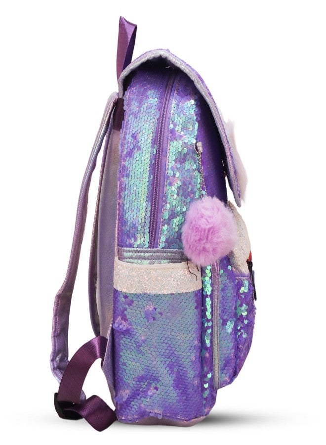 ADSON Reversible Holographic Sequin Sequence Unicorn School Backpack Bag for Girls (Metallic Purple) - Image 3