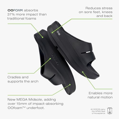 OOFOS OOmega OOahh Recovery Sandal, Black - Women’s Size 11 - Image 4