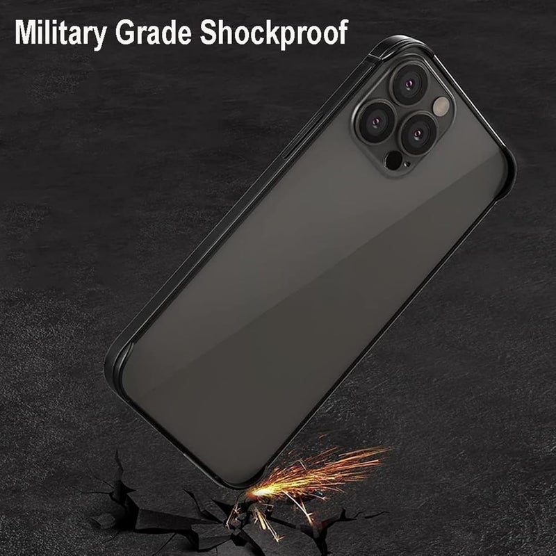 Excefore For Iphone 16 Pro Bumper Case, New Aluminum Frame Slim Hard Case No Back Design, Armor Protective Case With Soft Inner Bumper, Raised Edge Camera Protection, Support For Wireless Charging, Black - Image 2