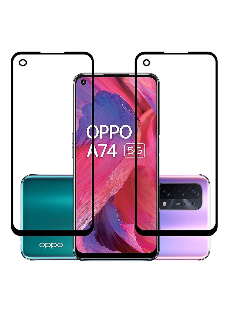 2 Pieces Tempered Glass Screen Protector 5D Designed For Oppo A74 5G Full Glue Edge to Edge Full Screen Coverage And Bubble Free - Image 1