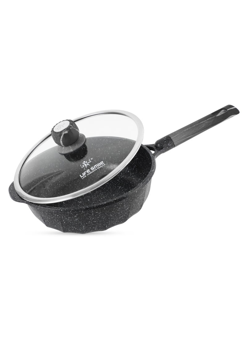 Life Smile 28cm Deep Fry Pan (4.2L) Granite Non-Stick with Bakelite Handle and Induction Bottom – Suitable for All Cooktops - Image 1