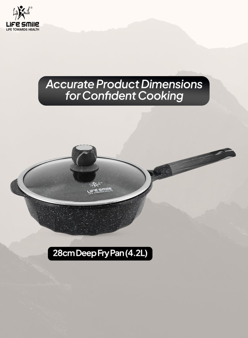 Life Smile 28cm Deep Fry Pan (4.2L) Granite Non-Stick with Bakelite Handle and Induction Bottom – Suitable for All Cooktops - Image 3