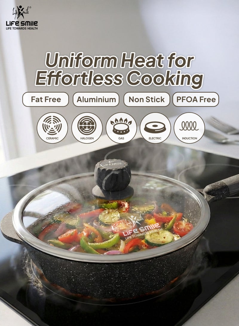 Life Smile 28cm Deep Fry Pan (4.2L) Granite Non-Stick with Bakelite Handle and Induction Bottom – Suitable for All Cooktops - Image 5