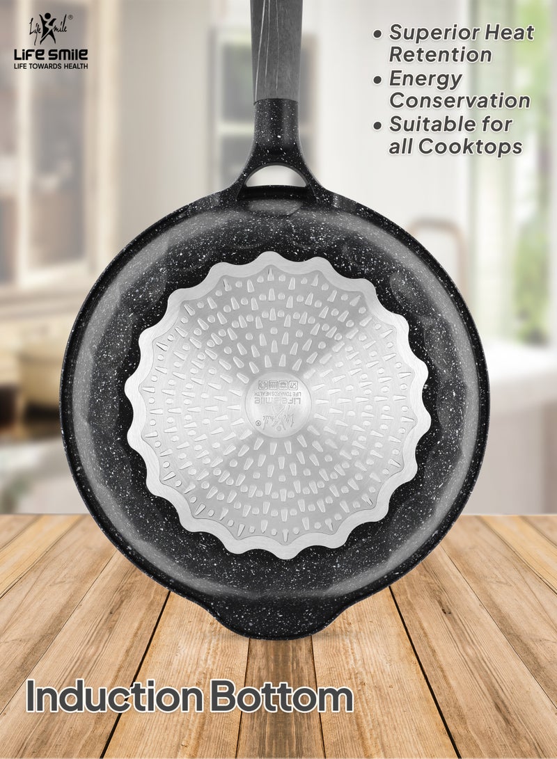 Life Smile 28cm Deep Fry Pan (4.2L) Granite Non-Stick with Bakelite Handle and Induction Bottom – Suitable for All Cooktops - Image 2