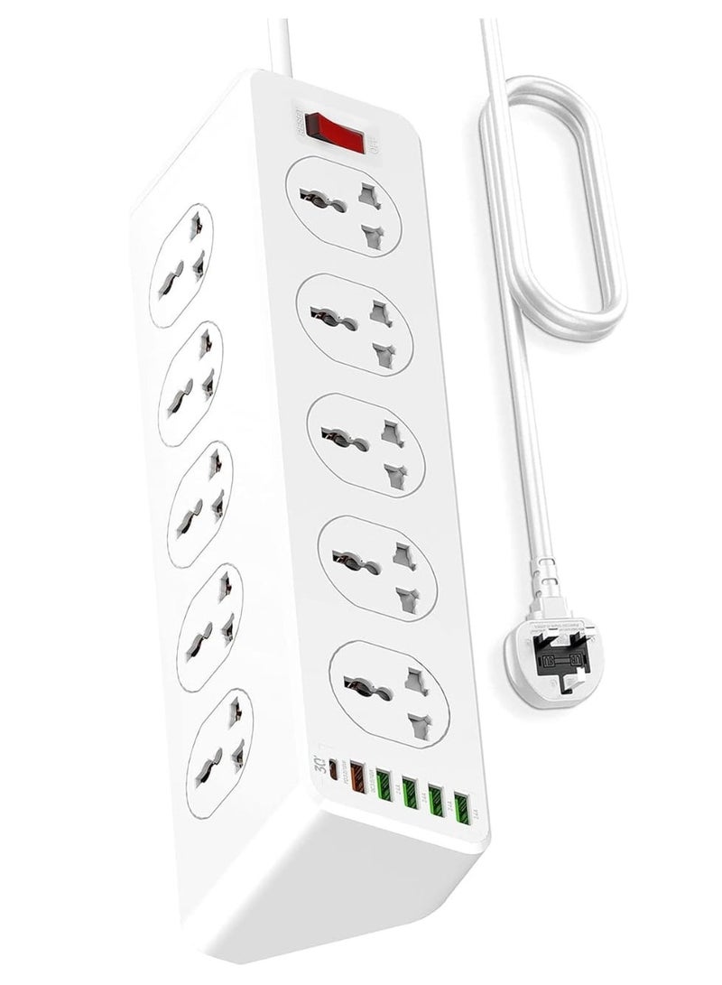 10-Way Power Extension Cord Surge Protector Strip with USB-C PD (30W) – 2M Cable  - Image 1