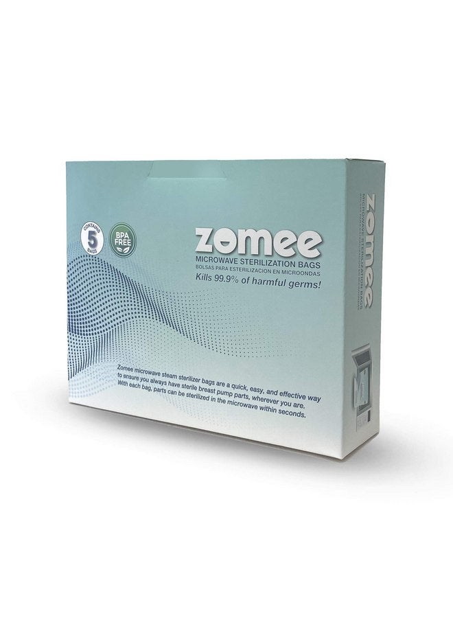 Zomee Zomee Microwave Steam Sterilizer Bags | Eliminates 99.9% of Germs and Bacteria | Disinfects Most Zomee Breast Pump Accessories | 5 Bags | Reusable for Up to 100 Sterilization Cycles - Image 1