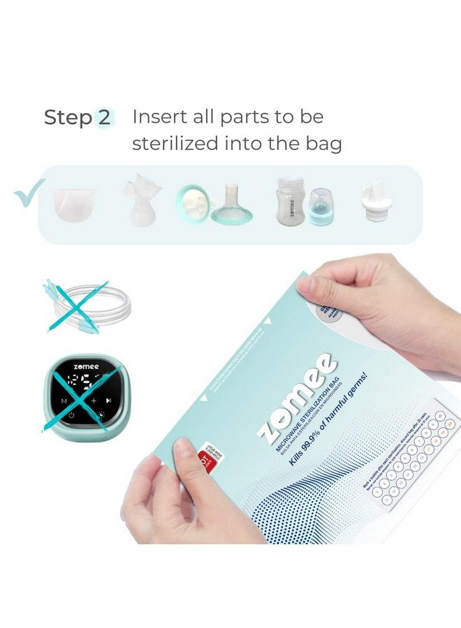 Zomee Zomee Microwave Steam Sterilizer Bags | Eliminates 99.9% of Germs and Bacteria | Disinfects Most Zomee Breast Pump Accessories | 5 Bags | Reusable for Up to 100 Sterilization Cycles - Image 4