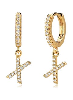 Women Huggie Hoop Earrings Gold Initial A-Z Dangle Drop Cubic Zirconia 14K Gold Filled Small Simple Hypoallergenic Personalized Jewelry - 26 Letters