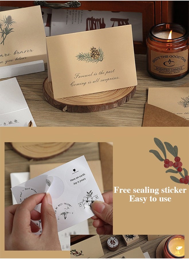 Lemon 6 Packs Greeting Card,B rown Kraft, 6 Floral Designs of Dried Flowers Greeting Cards with Envelopes and Stickers, for Wedding, Business, Baby Shower, Business (6.5*4.3 Inch)  - Image 5
