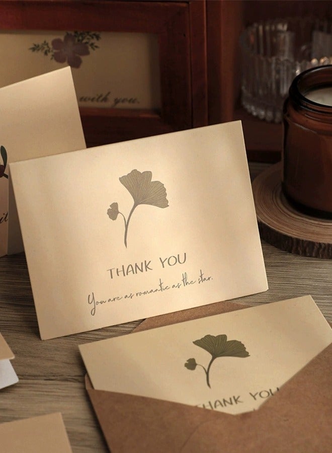 6 Packs Greeting Card,B rown Kraft, 6 Floral Designs of Dried Flowers Greeting Cards with Envelopes and Stickers, for Wedding, Business, Baby Shower, Business (6.5*4.3 Inch)