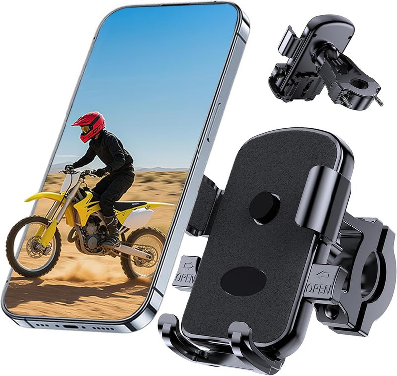 ZMDCAM Bike Phone Mount Holder, Motorcycle Phone Mount for Scooter, Mountain, Dirt Bike, Stroller and Motorcycle, 360°Rotate Handlebar Phone Holder Compatible with iPhone & Android Smartphones from 4.7-7.2'' - Image 1