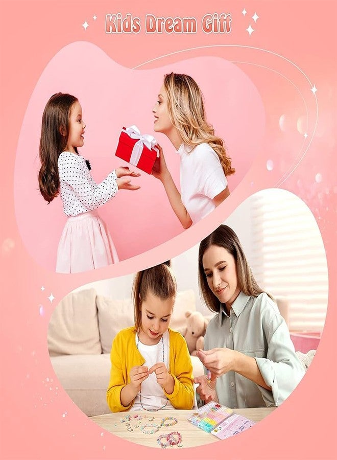 MOSPROS مجموعة صنع أساور من خرز الطين للبنات - خرز بوليمر بألوان الباستيل، حروف، لؤلؤ، وزهور - تعليقات على شكل وحيد القرن، لوازم حرفية يدوية لصنع المجوهرات، فنون وحرف يدوية للأطفال - Image 3