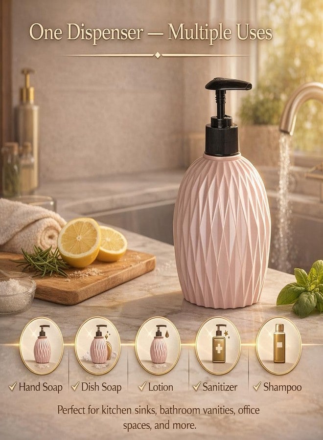 ISTORE Stylish Diamond Textured Soap Dispenser Bottle, Plastic Liquid Hand Wash Pump for Bathroom Kitchen, Multipurpose Lotion Shampoo Dishwash Dispenser (Pack of 1) - Image 5