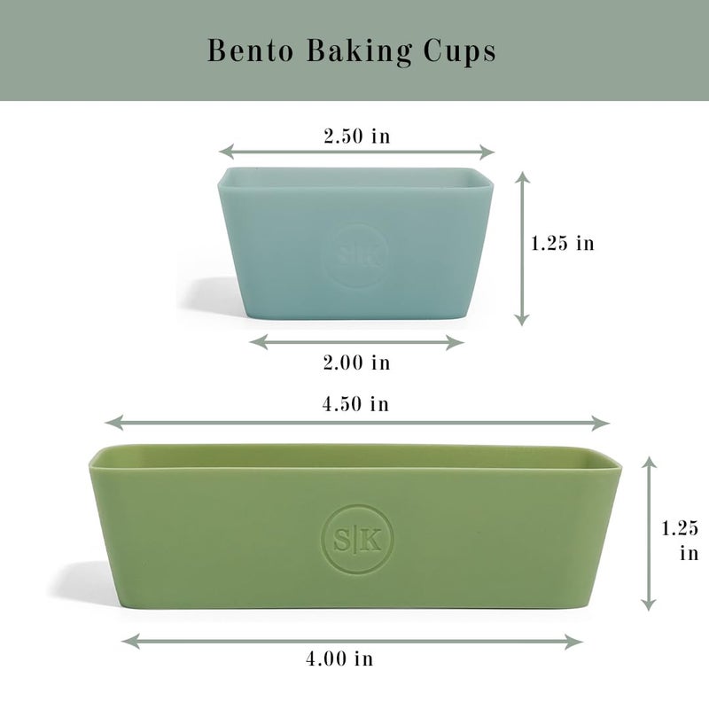 The Silicone Kitchen كوب الخبز السيليكوني القابل لإعادة الاستخدام، غير سام، خالي من BPA، آمن للغسل في غسالة الصحون، ملحقات صندوق الغداء، فواصل صندوق الغداء، مربع ومستطيل، 24 قطعة، أزرق، أبيض، أخضر - Image 3