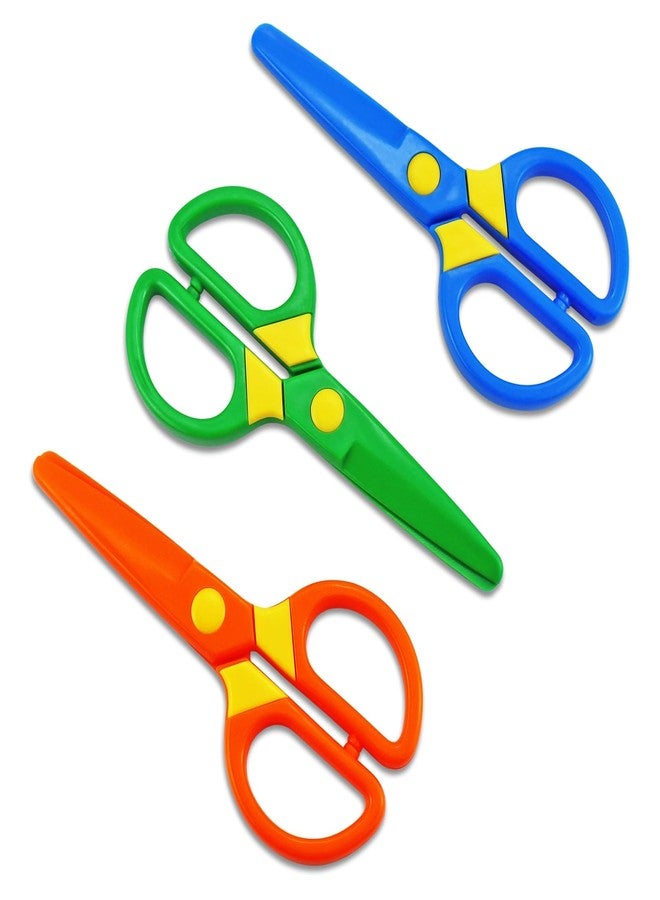 JIALEEY Plastic Child-Safe Scissor Set, Toddlers Training Scissors, Pre-School Training Scissors and Children Art Supplies（3pcs） Multicolored - Image 1