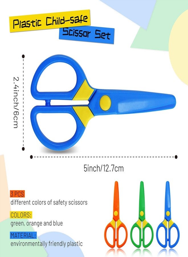 JIALEEY Plastic Child-Safe Scissor Set, Toddlers Training Scissors, Pre-School Training Scissors and Children Art Supplies（3pcs） Multicolored - Image 2