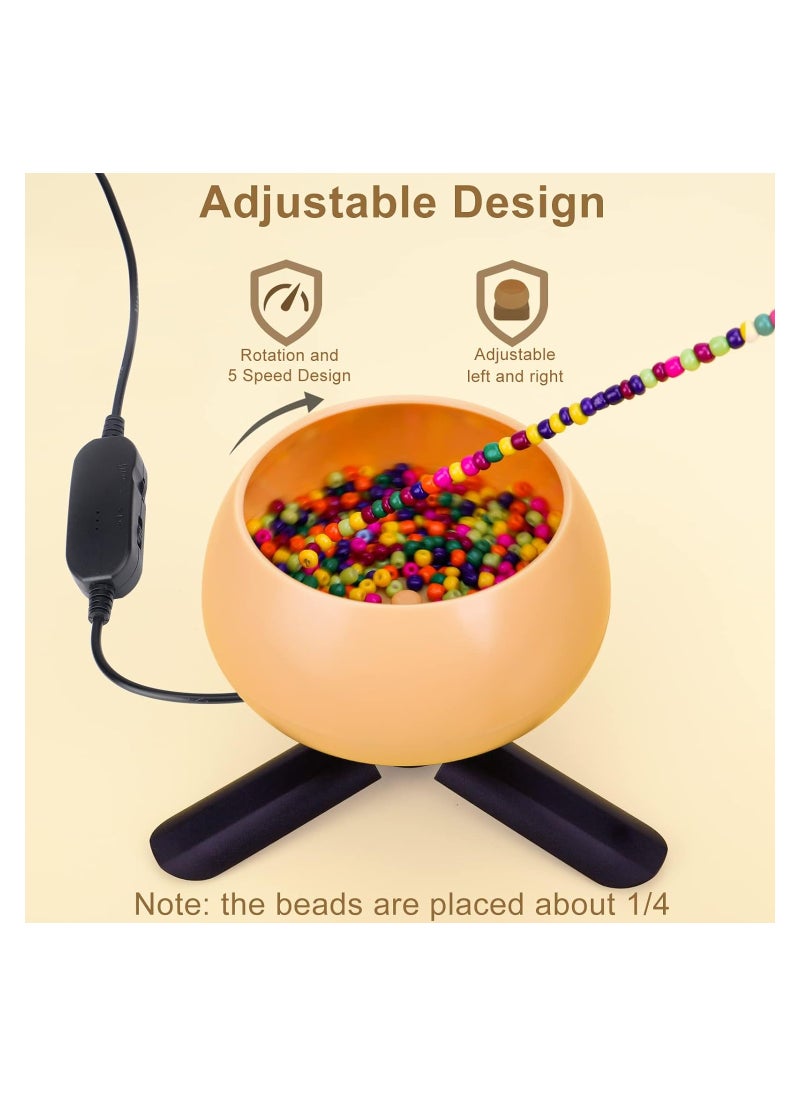 KASTWAVE Electric Bead Spinner, Adjustable Speed Beading Bowl Spinner Kit with 2 Beading Needles, Automatic Fast Clay Beads Spinner for DIY Bracelets Necklace Jewelry Making, Orange  - Image 2