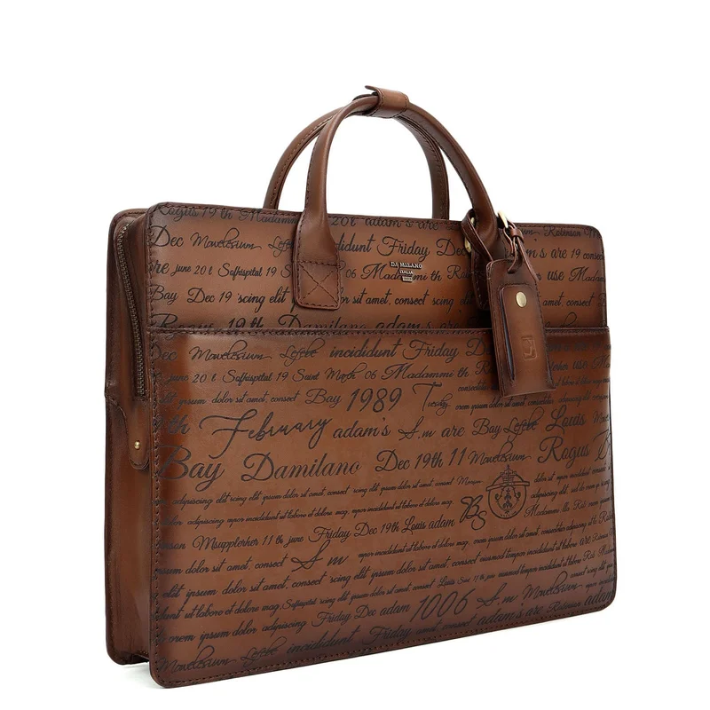 Da Milano  Signato Leather Laptop Sleeve - Cognac  | Best Price UAE