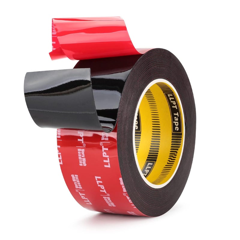 LLPT Double Sided Tape Mounting Tape 2" x 18 Ft Heavy Duty Waterproof Black Foam Tape for Home Office Automotive Decorations Mountings (G595250mm) - Image 1
