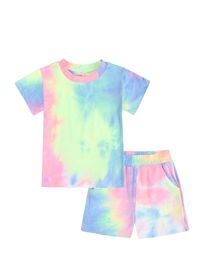 KIDS TALES طقم تي شيرت أطفال قصير الأكمام موضة باللون الأخضر