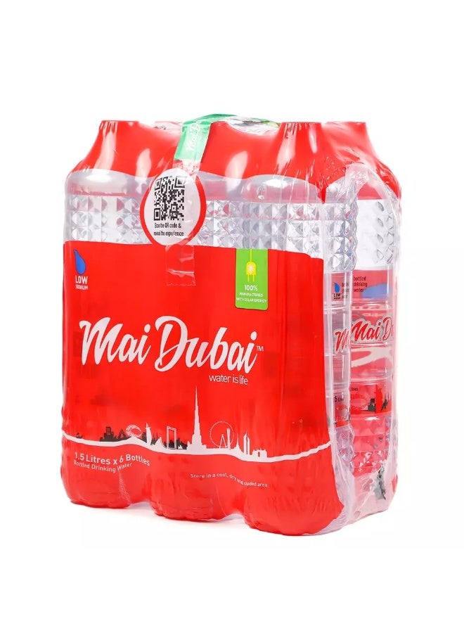 Mai Dubai مياه الشرب المعبأة ماي دبي مع صوديوم منخفض، 6X1.5 لتر (توصيل في دبي فقط) - Image 2
