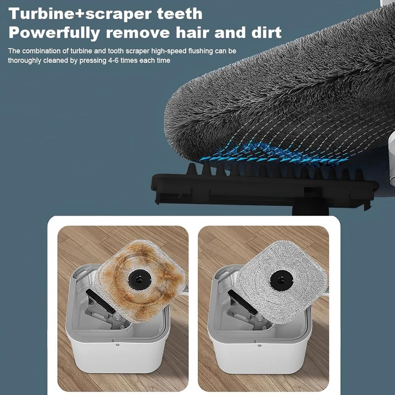 JUVIW Square Shape Mop Head Clean Water Spin Mop with Separate Water Bucket Suitable for All Types of Flooring Separates Dirty and Clean Water Wet Sound Flat Spin Mop - Image 4