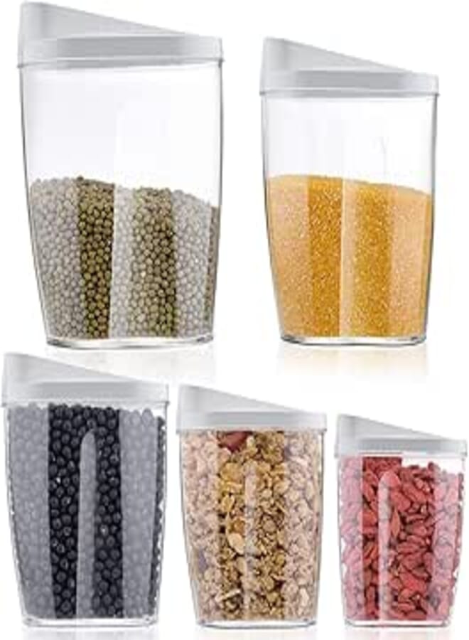 Acrylic Plastic Cereal Storage Containers Locking, Clear, 5 Piece, Different Size