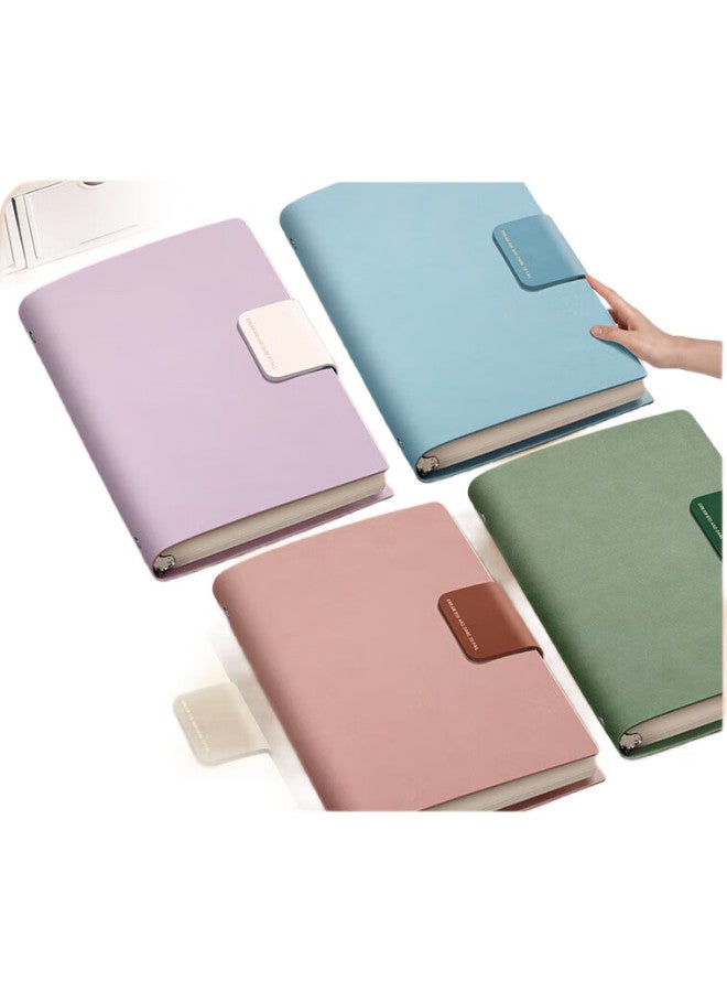 Ujia A4 Loose-Leaf Notebook High Appearance Value Simple Soft Leather Thick Horizontal Line Removable Stationery Business Office Notebook Diary - Image 1