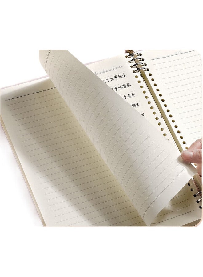 Ujia A4 Loose-Leaf Notebook High Appearance Value Simple Soft Leather Thick Horizontal Line Removable Stationery Business Office Notebook Diary - Image 3