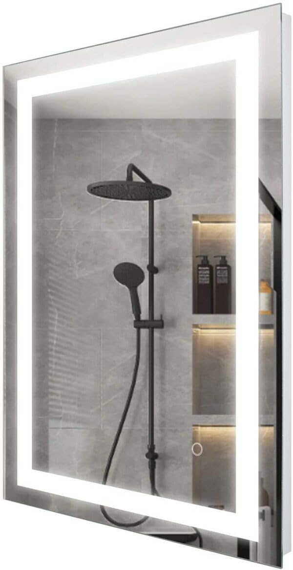 Quality Glass Bathroom LED Mirror With Touch Sensor, 3 Light Effects, Glass, Rectangular LED-44 (18 x 24 Inch),Wall Mount - Image 2