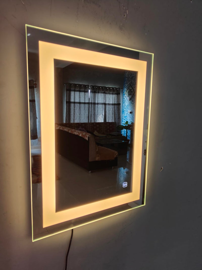 Quality Glass Bathroom LED Mirror With Touch Sensor, 3 Light Effects, Glass, Rectangular LED-44 (18 x 24 Inch),Wall Mount - Image 3