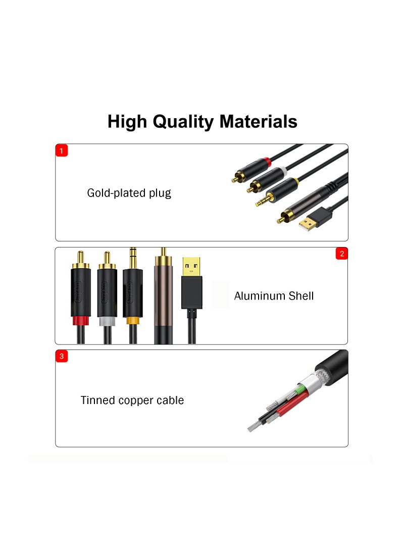 Digital to Analog Audio Conversion Cable,Digital SPDIF Coaxial to Analog L/R RCA  3.5mm AUX Stereo Audio Cable for PS4 Xbox HDTV DVD Headphone (3 M) - Image 3