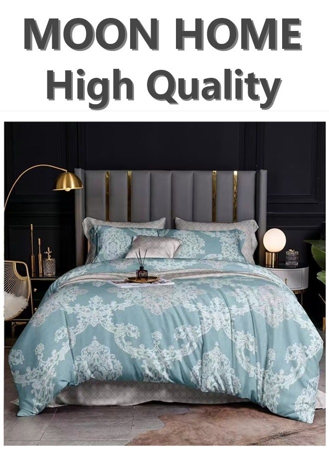 طقم أغطية لحاف فاخر مكون من 6 قطع - مقاسات كينغ / كوين / مفرد - يشمل غطاء لحاف، شريحة ملائمة و 4 أغطية وسائد - بياضات أنيقة ومريحة