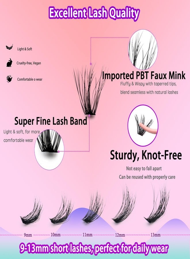 DAODER Cluster Lashes Natural Look 640pcs Wispy Lash Clusters 9-13mm Short Eyelash Extension With 30D+40D+50D+60D Mixed Lash Book D Curl Natural Lash Extension (30D+40D+50D+60D 9-13MM) - Image 3
