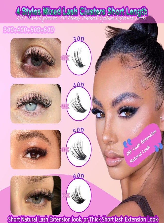 DAODER Cluster Lashes Natural Look 640pcs Wispy Lash Clusters 9-13mm Short Eyelash Extension With 30D+40D+50D+60D Mixed Lash Book D Curl Natural Lash Extension (30D+40D+50D+60D 9-13MM) - Image 4