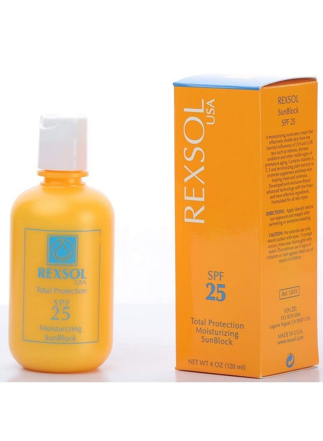 REXSOL Total Protection SPF 25 Moisturizing Sunblock - Broad Spectrum UVA/UVB Protection with Hydrating Formula for All Skin Types - Image 1