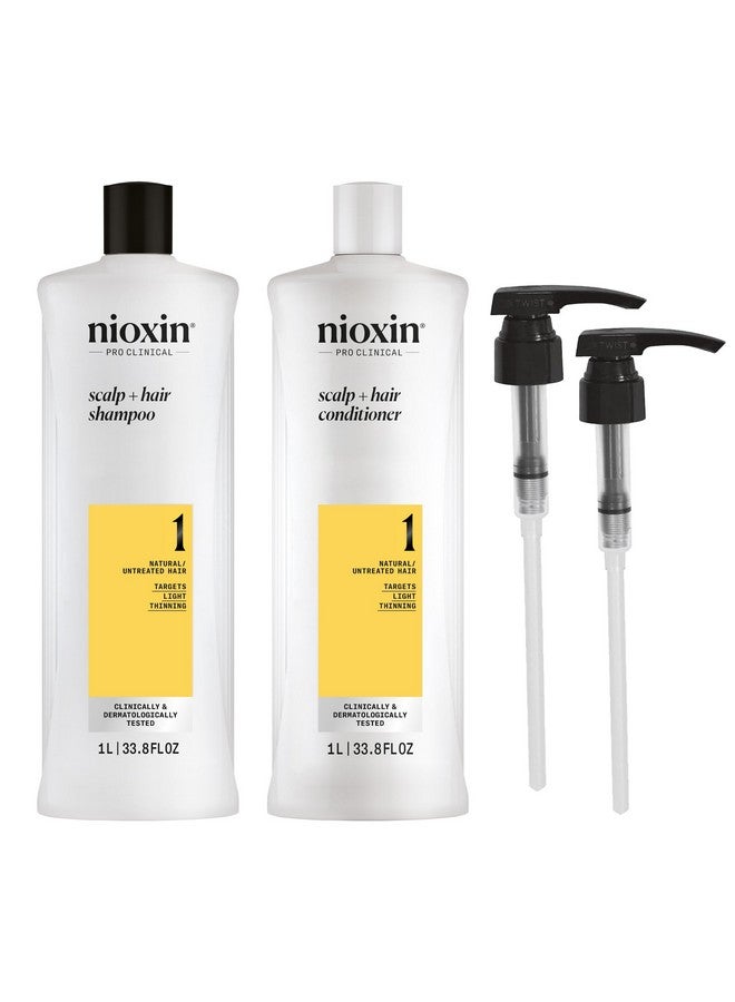 Nioxin System 1 Shampoo & Conditioner Prepack Natural Hair With Light Thinning Pumps Included 33.8 Fl Oz (Packaging May Vary) - Image 1