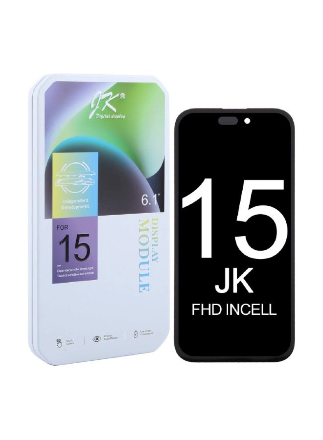 JK 6.1-inch Incell LCD Screen Replacement for iPhone 15, FHD Touch Display, Black - Image 1