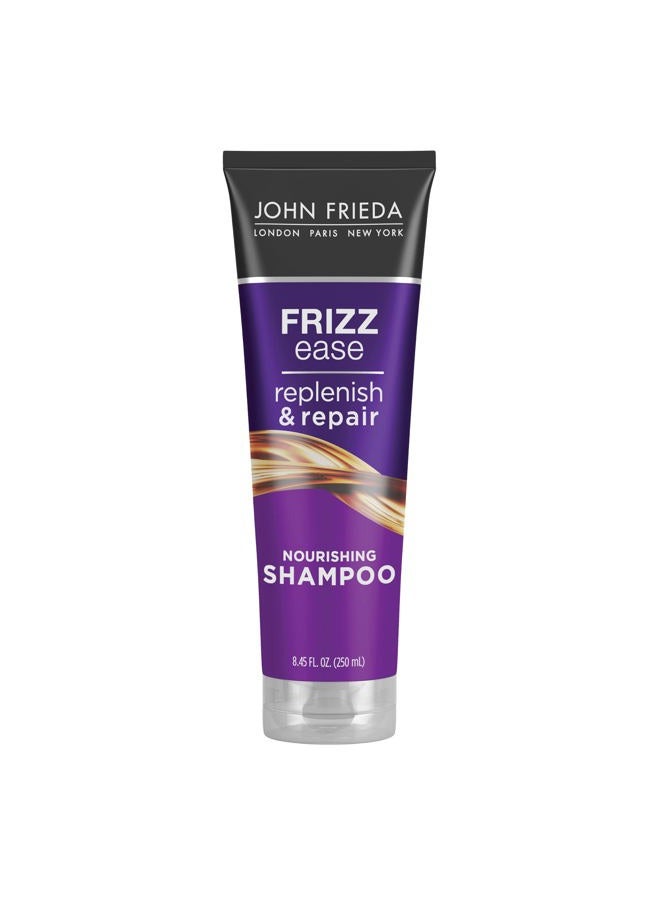 John Frieda Frizz Ease Replenish & Repair Shampoo, Moisture-Repair Shampoo that Visibly Repairs Damage, Reduces Frizz, and Nourishes Hair with Argan, Moringa, and Coconut Oil, 8.45 Oz - Image 1