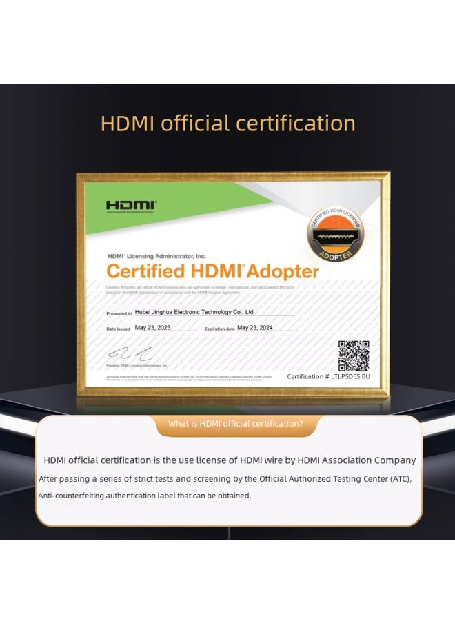 ماركة غير محددة كابل Hdmi عالي السرعة 4K Ultra Hd 3d Hdcp 2.2 يدعم نقل البيانات بسرعة 48 جيجا بايت في الثانية وقناة إيثرنت وقناة إرجاع الصوت - اللون: H237 Jinghua Brand Packaging إصدار Hdmi2.0 19+1-Line الطول: 1 متر (مع المخزون)  - Image 5