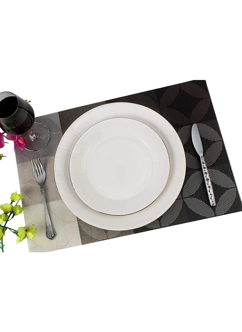 Styleys Styleys Dining Table Mats 6 Pieces Washable (S13), S68 - White Silver Round  - Image 2