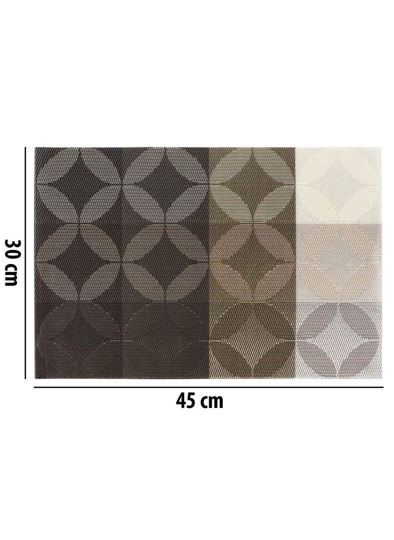 Styleys Styleys Dining Table Mats 6 Pieces Washable (S13), S68 - White Silver Round  - Image 4