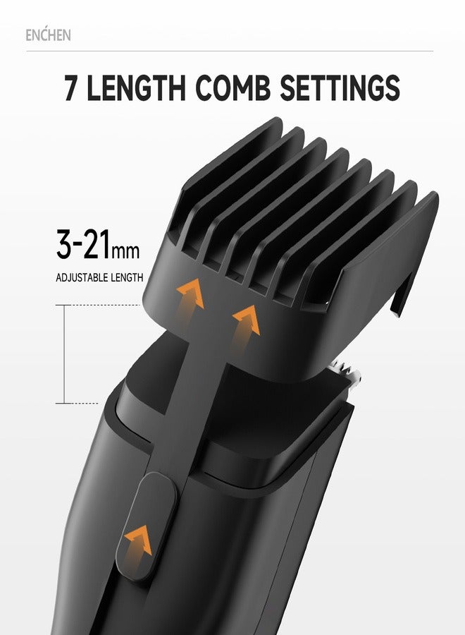 ENCHEN BOOST Hair Trimmer – Professional Cordless Hair Trimmer for Men, Kids & Seniors, Ceramic Blade, USB Type-C Fast Charging, Quiet Motor, Beard Trimmer - Black - Image 5