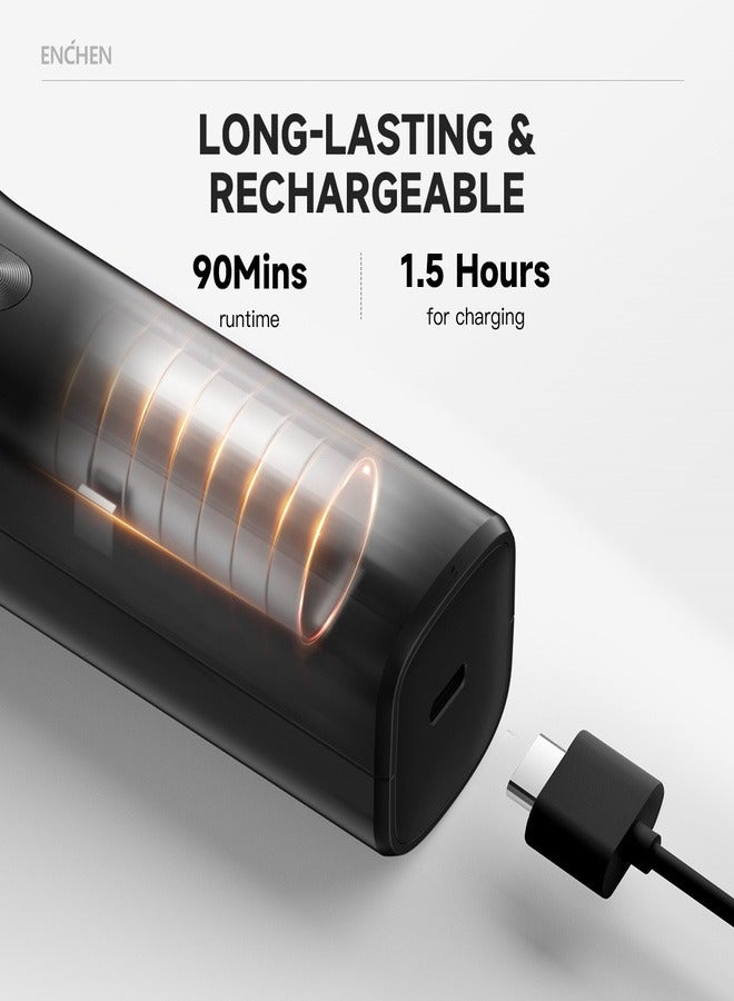ENCHEN BOOST Hair Trimmer – Professional Cordless Hair Trimmer for Men, Kids & Seniors, Ceramic Blade, USB Type-C Fast Charging, Quiet Motor, Beard Trimmer - Black - Image 4