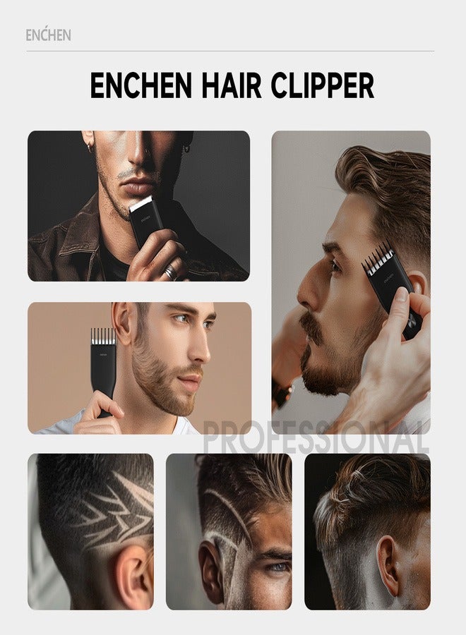 ENCHEN BOOST Hair Trimmer – Professional Cordless Hair Trimmer for Men, Kids & Seniors, Ceramic Blade, USB Type-C Fast Charging, Quiet Motor, Beard Trimmer - Black - Image 3