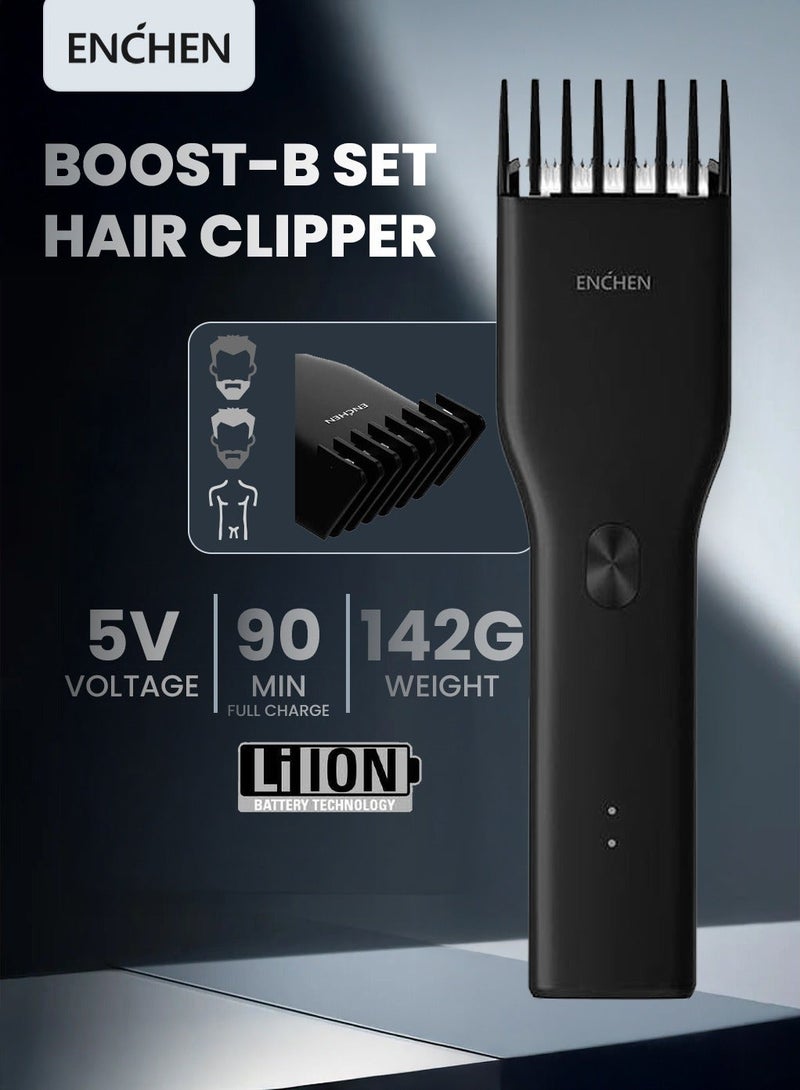 ENCHEN BOOST Hair Trimmer – Professional Cordless Hair Trimmer for Men, Kids & Seniors, Ceramic Blade, USB Type-C Fast Charging, Quiet Motor, Beard Trimmer - Black - Image 1