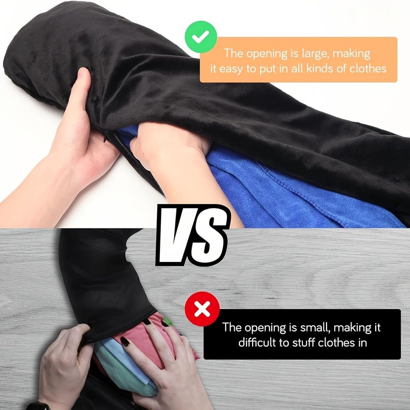 وسادة سفر رمادية على شكل حرف U قابلة للحشو بالملابس، سهلة الحمل، أساسيات السفر الجوي - Image 5