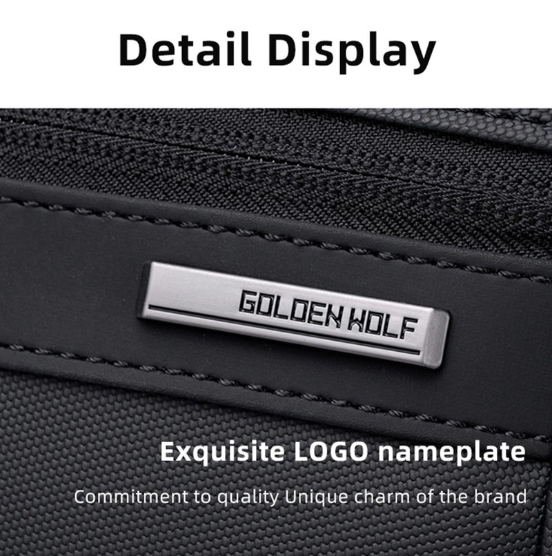 ARCTIC HUNTER Golden Wolf Premium Unisex Sling Bag Water Resistant Polyester Cross Body Bag with Anti-Theft Design for Travel Business Daily Casual, GKB00732, Black - Image 3