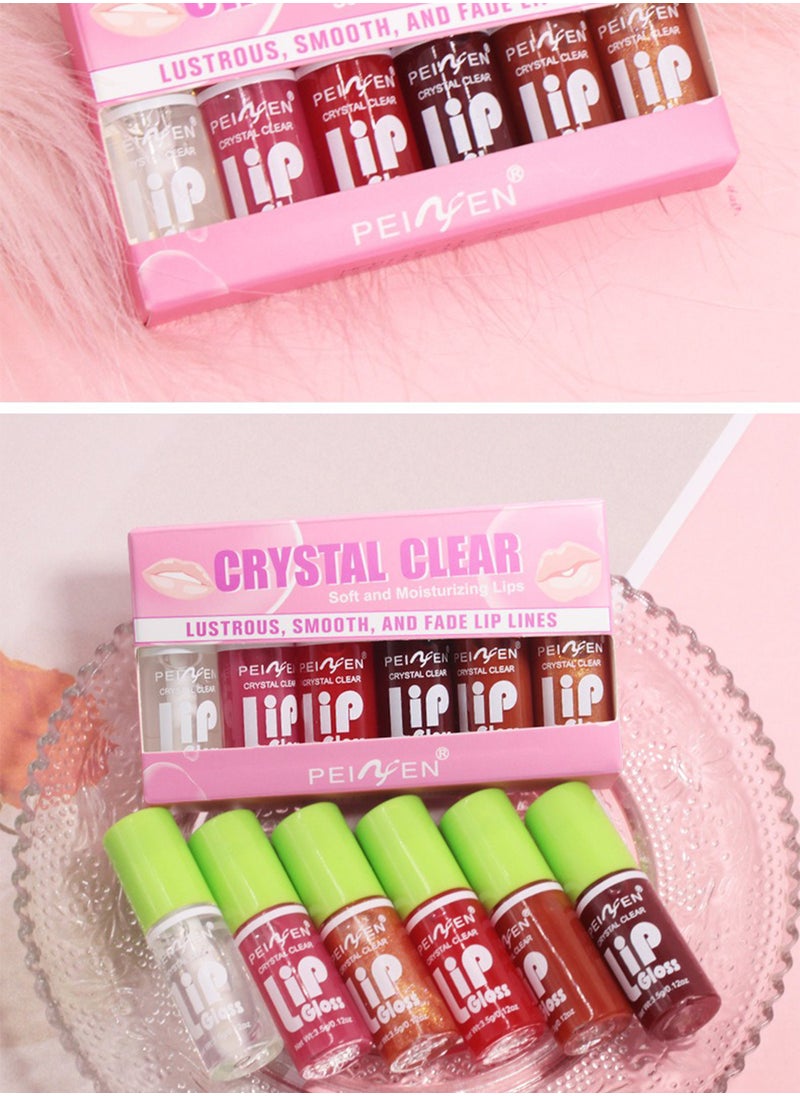 PEINFEN - Crystal Clear Lip Gloss Set, Soft Moisturizing Glossy Liquid Lipstick, Hydrating Non-Sticky Plumping Lip Oil, Lip Makeup Gift for Women & Girls 6Pcs - Image 1