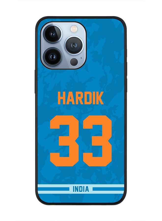 Stylizedd Rugged Black Edge Case iPhone 13 Pro, Slim fit Soft Case Flexible Rubber Edges Thin Cover - Player Name - Hardik Pandya, Jersey Number- 33 - Image 1
